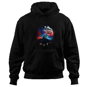 Discover America frog under Moon with American Flag Hoodies