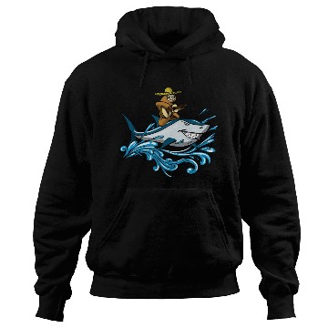 Discover Lazy Sloth With Guitar Riding Shark Hoodies