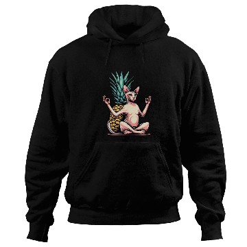 Discover Meditating Sphynx cat with pineapple Hoodies