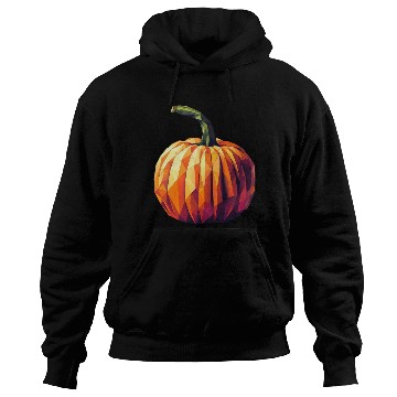 Discover Autumn Magic: Geometric Pumpkin in Polygon Art Hoodies