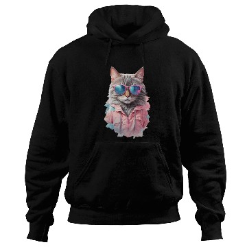 Discover Modern Chic Cat In Pink Pastel Color Hoodies