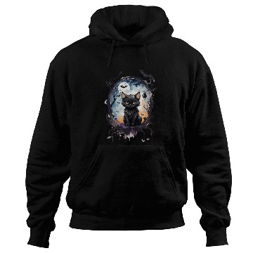 Discover "Bat-Kissed Kitten" Hoodies
