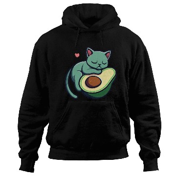 Discover Green Cat Sleeping On An Avocado With Heart Hoodies