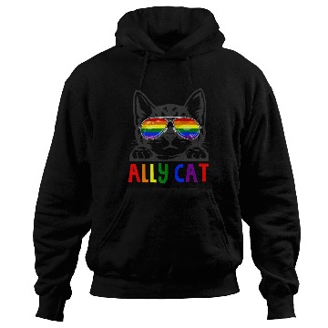 Discover Ally Cat LGBT Gay Rainbow Pride Flag Hoodies