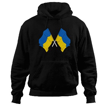 Discover Two flags of Ukraine crossed Hoodies