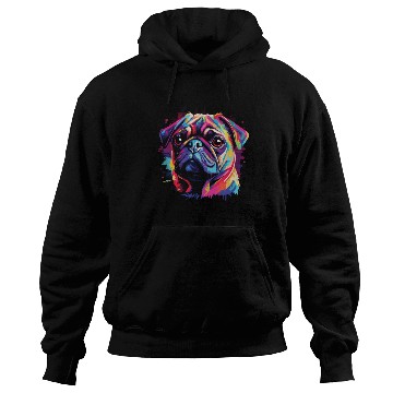 Discover Watercolor Colorful Pug Hoodies
