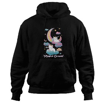 Discover Magical Dreams Sleeping Cat Unicorns Pastel Clouds Hoodies