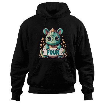 Discover Fantasy Reptile Creature With Word "Four" Hoodies
