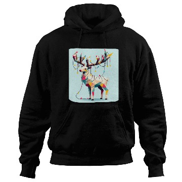 Discover Geometric reindeer with christmas lights Hoodies