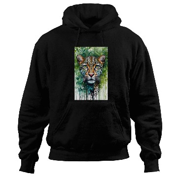 Discover Leopard ink painting with green background Hoodies