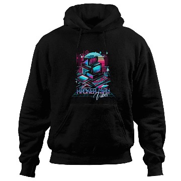 Discover Retro Neon Hacker Man Vibes 90s Hoodies