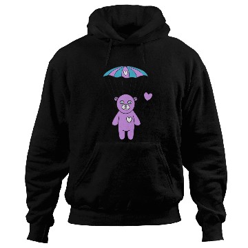 Discover Cheerful Purple Teddy bear with a Heart Balloon Hoodies
