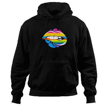 Discover LGBTQ Rainbow Pride Flag Lip Bite Pansexual Lips Hoodies