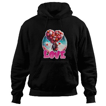 Discover Retro Cute Couples with Heart Balloons Hoodies