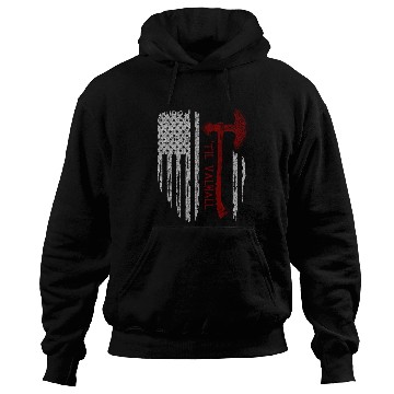 Discover Vikings Axe Valhalla US Flag Hoodies Viking