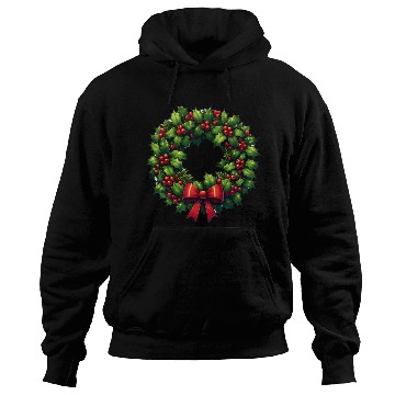 Discover Festive Foliage: Classic Christmas Wreath Hoodies