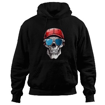 Discover Skull Sunglasses and Baseball Cap Hoodies Design