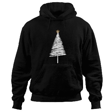 Discover White Christmas Tree Brushstroke with Golden Star Hoodies