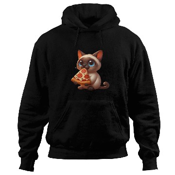 Discover Siamese cat enjoying pizza Hoodies