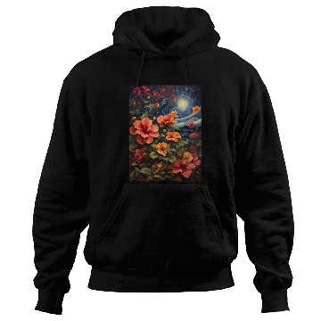 Discover Colorful Hibiscus Under Starry Night Sky Hoodies