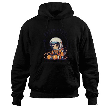 Discover Orange and Black Astronaut Illustrative Outer Spac Hoodies