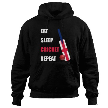 Discover Eat Sleep Cricket Repeat England Flag Cricket Bat Hoodies
