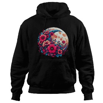 Discover Floral Moon - Crescent Moon Wildflower Botanical Hoodies