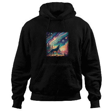 Discover Majestic Wolf Howling At The Eclipse Hoodies