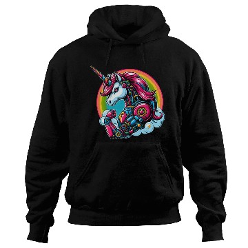Discover Unicorn Robot Cyborg Rainbow Science Fiction Hoodies