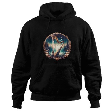 Discover Harp in front of a fantasy forest Hoodies