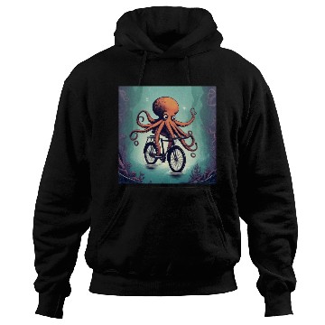 Discover A weird octopus riding a bicycle Hoodies