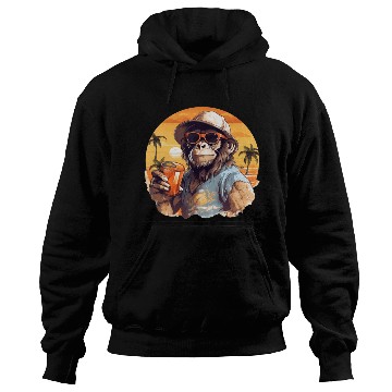 Discover Cool Monkey With Drink Funny Animals Chimpanzee Hoodies