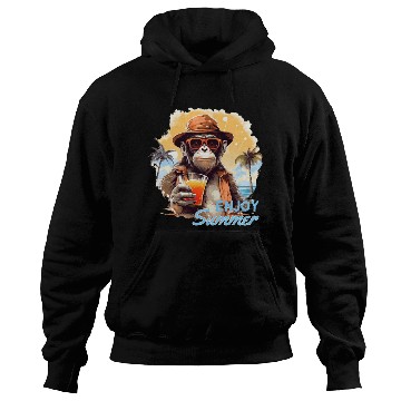 Discover Cool Monkey With Drink Funny Animals Chimpanzee Hoodies