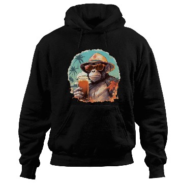 Discover Cool Monkey With Drink Funny Animals Chimpanzee Hoodies