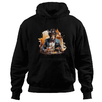 Discover Cool Business Monkey with Drink Chimpanzee Hoodies