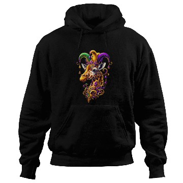 Discover Mardi Gras giraffe with fool's hat Hoodies