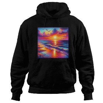 Discover Sunset Serenity: Pastel Beachscape Hoodies
