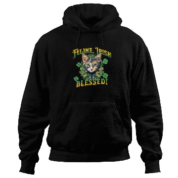 Discover FELINE IRISH BLESSED Feline Kitty Design Hoodies
