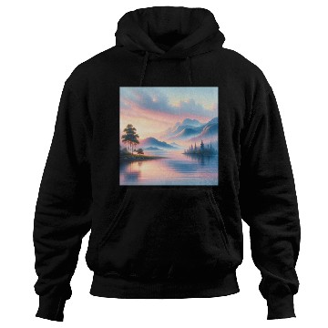 Discover Sunrise Serenity Lakeside Tranquility in Pastel Hoodies