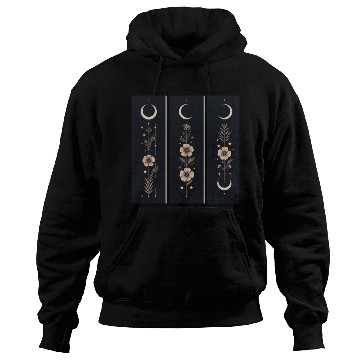 Discover Moon phases with wild flowers and constellations Hoodies