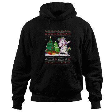 Discover Funny Dabbing Unicorn Lover Santa Hat Ugly Hoodies