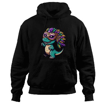 Discover Mardi Gras T-Rex Dino: Mask and Beads Hoodies