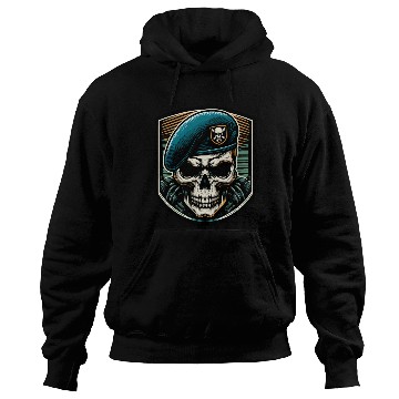 Discover Beret Skull Military Emblem Hoodies