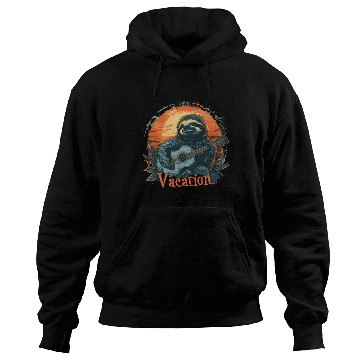 Discover Tropical Sloth Guitar Vacation Sunset Beach Hoodies