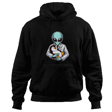 Discover Alien Embracing Penguin Hoodies
