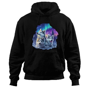 Discover Husky family at night Hoodies
