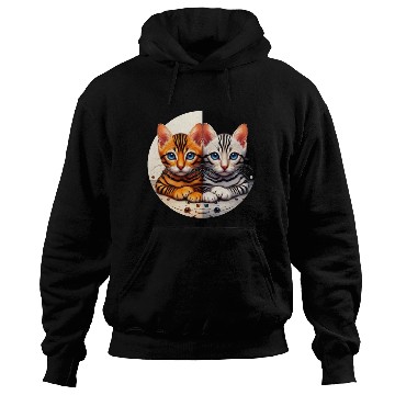 Discover Bengal Kittens Black White Background Hoodies