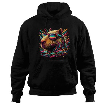 Discover Neon Capybara With Sunglasses Hoodies