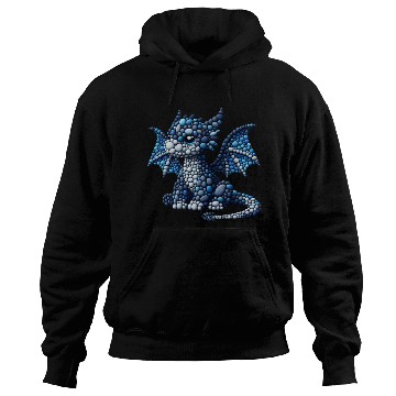 Discover Blue Sapphire Dragon Hatchling Pebble Art Hoodies