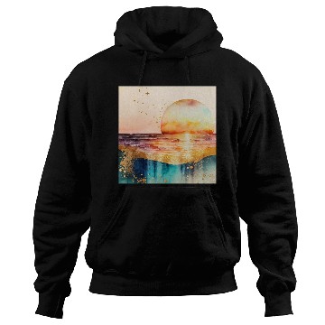 Discover Sunset Beach Watercolor Painting Hoodies